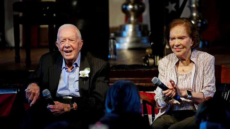 Jimmy and Rosalynn Carter celebrating their 75th wedding anniversary in July 2021