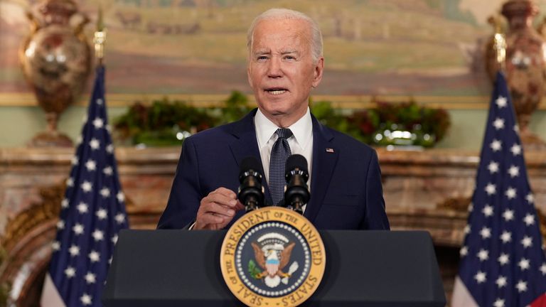 President Joe Biden speaks during a news conference after his meeting with China&#39;s President President Xi Jinping wat the Filoli Estate in Woodside, Calif., Wednesday, Nov, 15, 2023, on the sidelines of the Asia-Pacific Economic Cooperative conference. (Doug Mills/The New York Times via AP, Pool)
