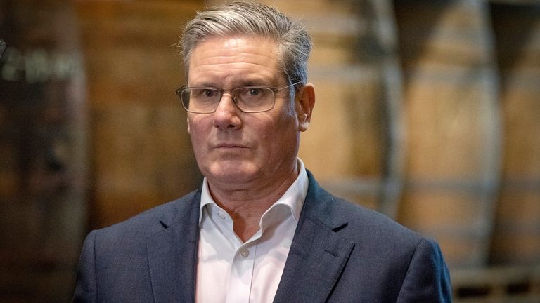 Labour leader Sir Keir Starmer during a visit to the InchDairnie Distillery in Glenrothes, Fife. Picture date: Wednesday November 16, 2023. PA Photo. Photo credit should read: Jane Barlow/PA Wire 