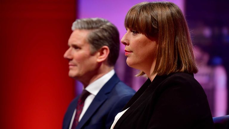 Undated BBC handout photo of Labour MPs Sir Keir Starmer and Jess Phillips appearing on the BBC1 current affairs programme, The Andrew Marr Show.