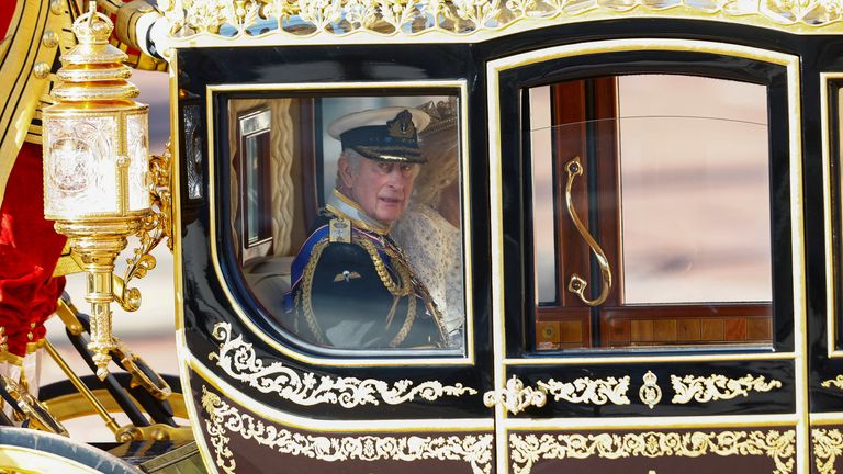  King Charles and Queen Camilla leave Buckingham Palace for the State Opening of Parliament at the Houses of Parliament, in London