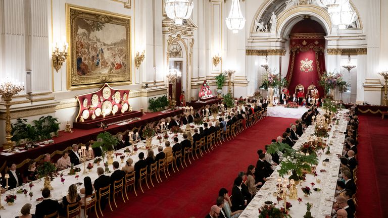 King Charles addresses the state banquet 