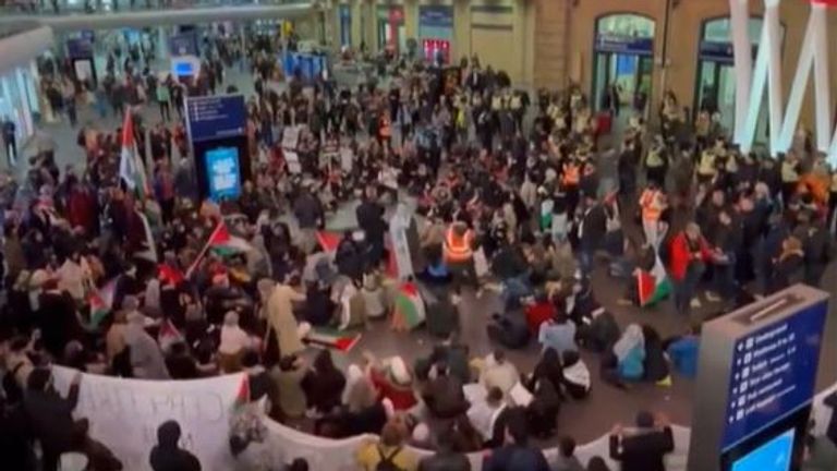 Protesters staged a sit-in at Kings Cross station