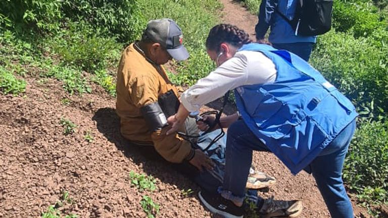 Luis Manuel Diaz is checked by medics following his release