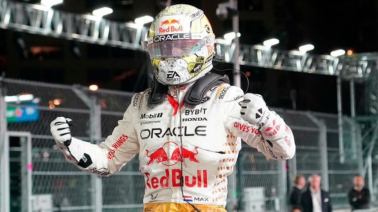 November 18th, 2023, Las Vegas Street Circuit, Las Vegas, FORMULA 1 HEINEKEN SILVER LAS VEGAS GRAND PRIX 2023, in the picture winner Max Verstappen (NLD), Oracle Red Bull Racing Photo by: Hasan Bratic/picture-alliance/dpa/AP Images