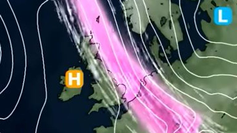 Met Office weather map for UK for Saturday 25 November, 2023