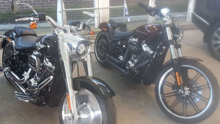 Two Harley Davidson bikes linked to David Checkley. Pic: Met Police.