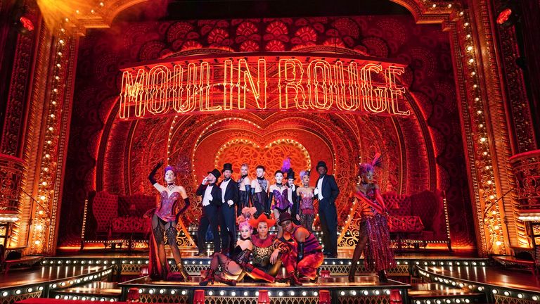Performers from the Moulin Rouge company during a photocall for the West End production of Mouline Rouge! The Musical, based on the Academy Award-winning Baz Luhrmann film of the same name, at The Piccadilly Theatre, central London. Picture date: Thursday December 2, 2021.