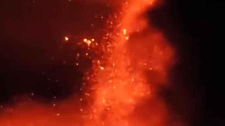 Sicily: Mount Etna erupts overnight | Climate News | Sky News