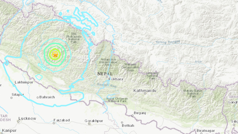 The earthquake struck western Nepal. Pic: USGS