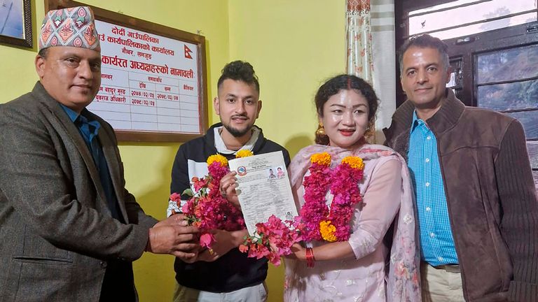 Nepal Becomes First South Asian Country To Register Same Sex Marriage World News Sky News