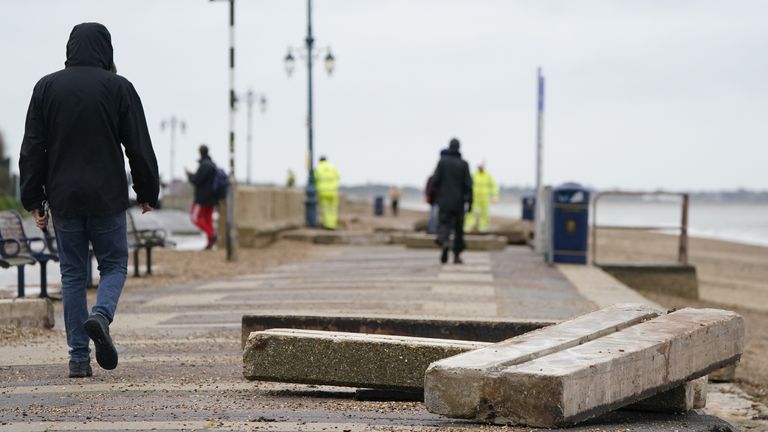 Concrete slabs displaced at Clarence Esplanade road in Southsea, Portsmouth