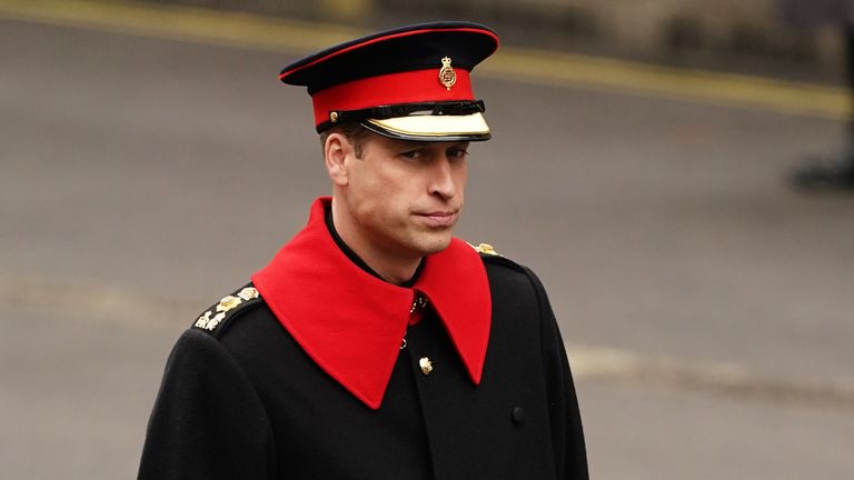 The Prince of Wales during the Remembrance Sunday service at the Cenotaph in London. Picture date: Sunday November 12, 2023.