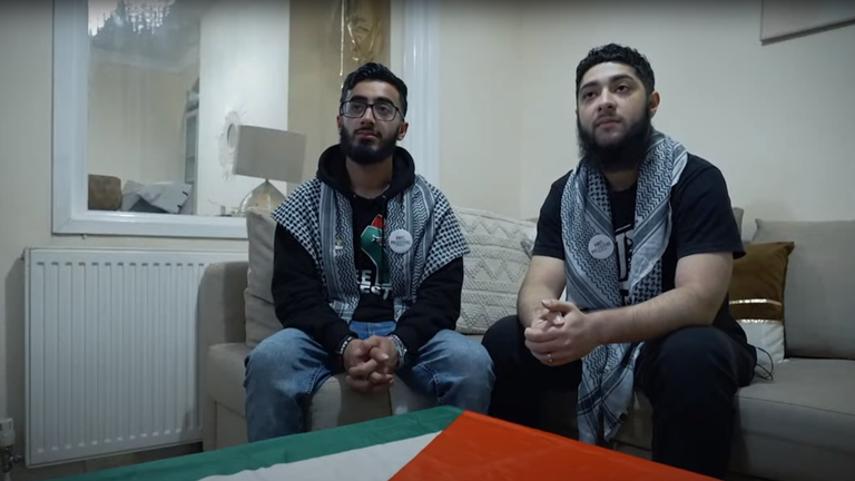 Pro Palestine protester Isa and Abdul-Rahman (R)