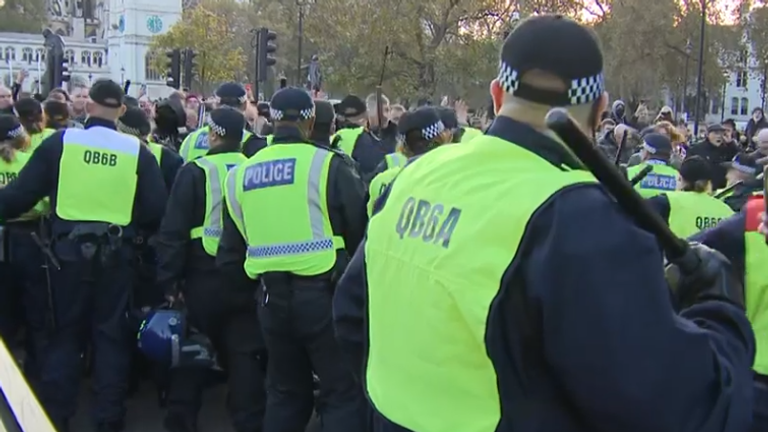 Far right protesters clash with police