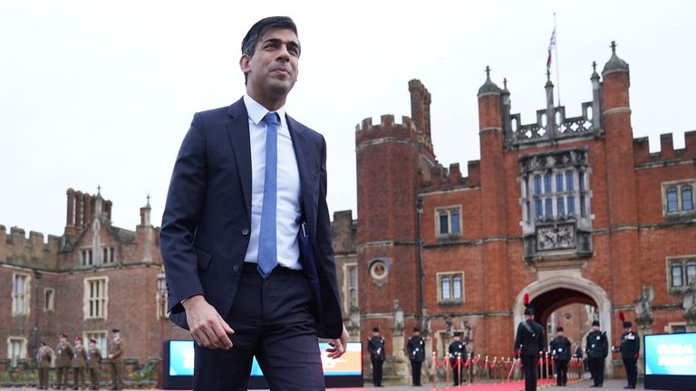 Prime Minister Rishi Sunak arriving at the Global Investment Summit at Hampton Court Palace, in East Molesey