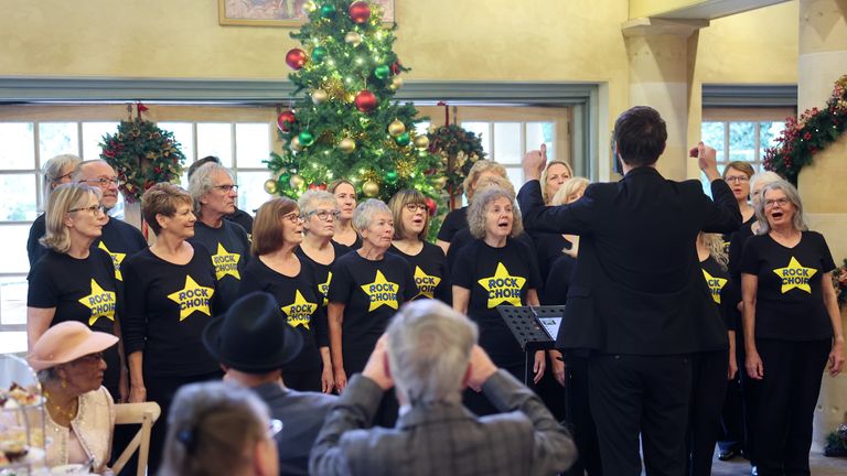 The Rock Choir performing Happy Birthday to the King with community champions who are also celebrating turning 75 in 2023.