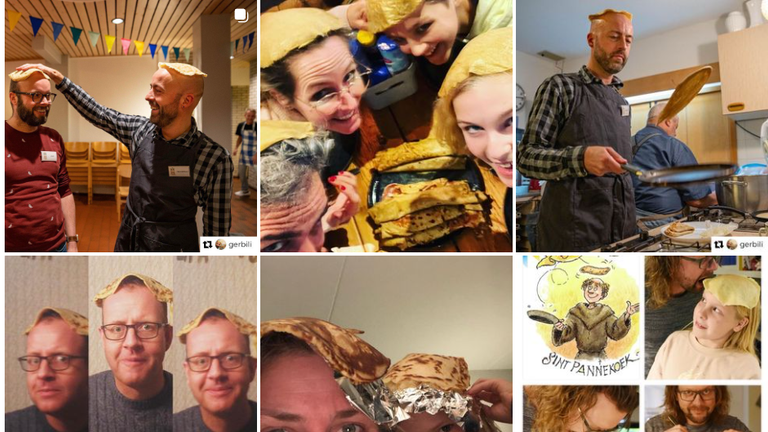 People get into the spirit of Dutch pancake day. Pic: Sint Pannekoek
