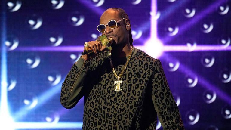 Snoop Dogg performs a tribute to Dr. Dre at the Black Music Collective on Thursday, Feb. 2, 2023