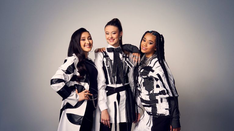 For use in UK, Ireland or Benelux countries only Undated BBC handout photo of girl group called Stand Uniqu3 who has been chosen to represent the UK at the Junior Eurovision Song Contest 2023 in Nice, France. Following an extensive audition process, the trio, consisting of Maisie, Yazmin and Hayla, whose grandfather was a backing dancer for the 1987 UK entry, will perform on Sunday November 26 at the Palais Nikaia. Issue date: Thursday October 19, 2023.