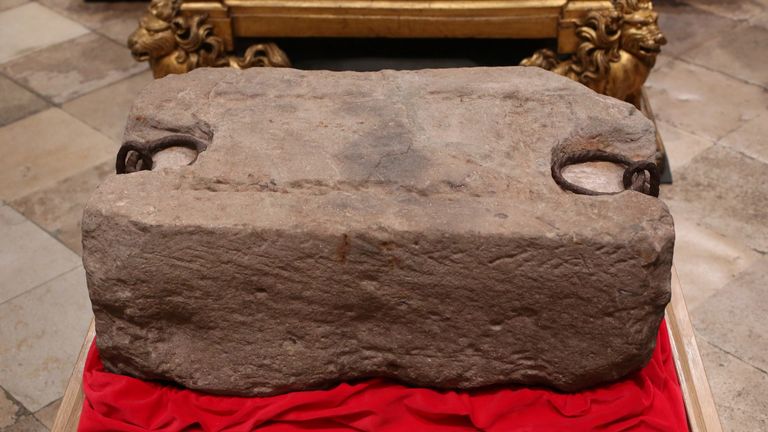 A service to mark the arrival of the Stone of Destiny to Westminster Abbey in London. The stone, an ancient symbol of Scotland's monarchy, will play a central role in the coronation of King Charles III in the Abbey on Saturday May 6th. Picture date: Saturday April 29, 2023.