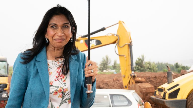 Home Secretary Suella Braverman attends a ground-breaking ceremony to mark the beginning of construction for a new building project of 500 apartments in Kigali during her visit to Rwanda. Picture date: Sunday March 19, 2023.