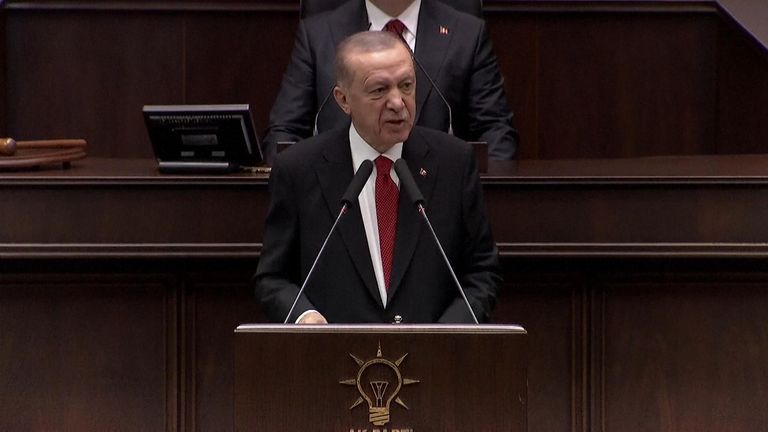 Erdogan speaks to Turkish parliament
