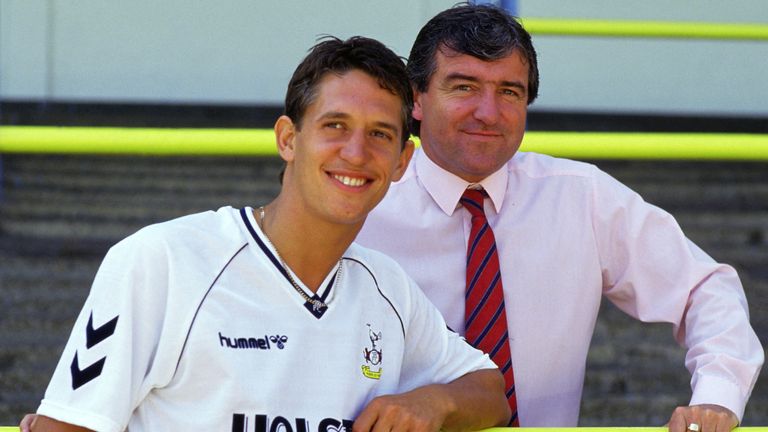 Terry Venables with Gary Lineker after signing for Spurs in 1989
