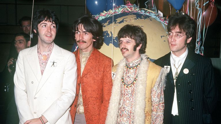 File photo dated 01/06/67 of The Beatles (left to right) Paul McCartney, George Harrison, Ringo Starr and John Lennon, at a recording studio in London. Sir Paul McCartney and Sir Ringo Starr have spoken of their "emotional" feelings ahead of the release of what they are calling the last Beatles song. Now And Then, written and sung by John Lennon and later developed by the other band members including George Harrison, has been finished by Sir Paul and Sir Ringo decades after the original recordin