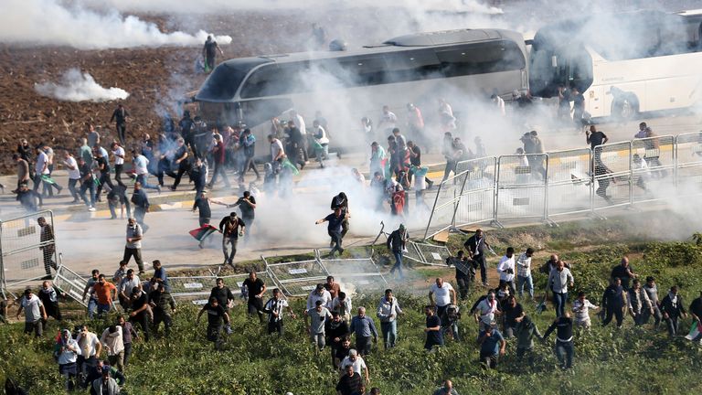 People clashed with riot police in Turkey. Pic: AP