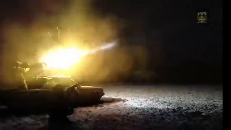 Ukraine Russia vehicle weapon dark night