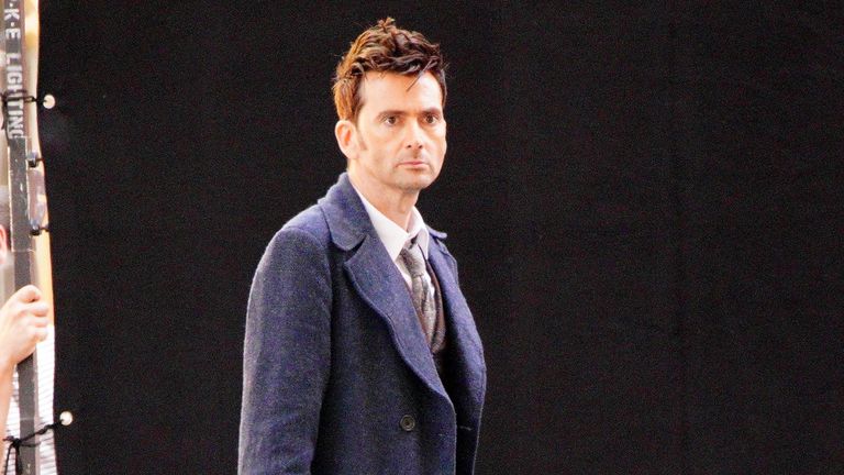 David Tennant during filming of Doctor Who&#39;s 60th anniversary