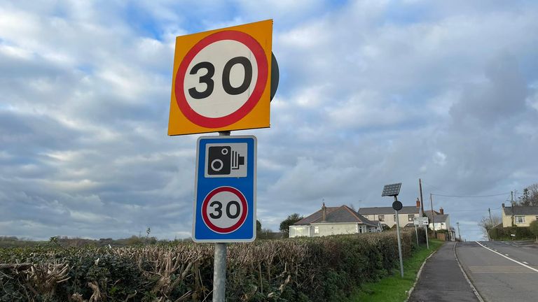 30mph sign near Aberthin, where a stretch of road has eight different speed limits within a two-mile distance. (Pic: Tomos Evans)