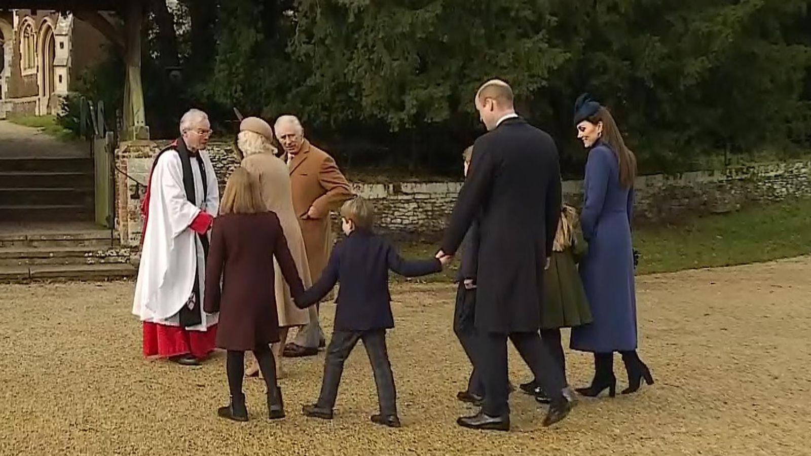 Royal Family members arrive at Sandringham church for traditional