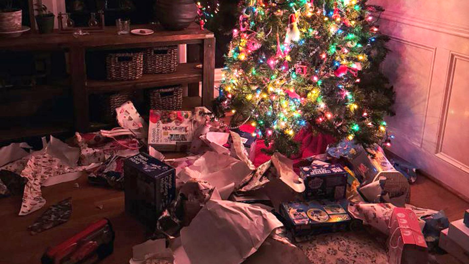 Toddler opens entire family's Christmas presents in the middle of the night