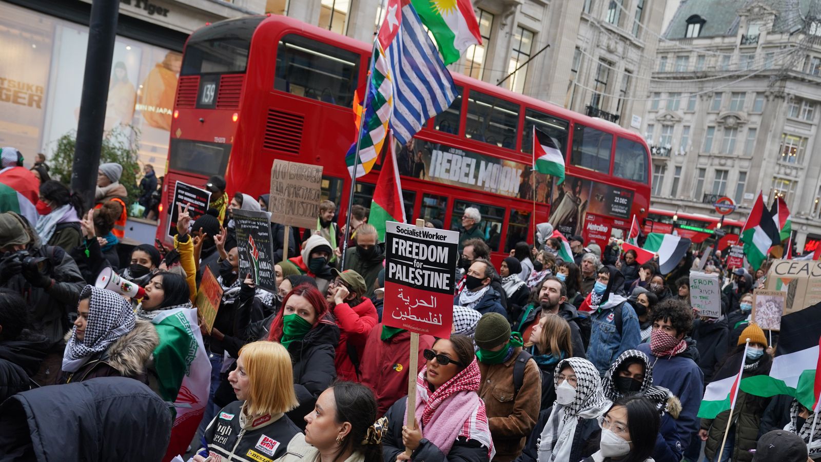 Pro-Palestinian protesters marched through London urging shoppers to ...