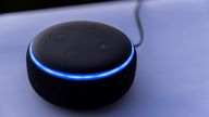 FILE PHOTO: Amazon&#39;s DOT Alexa device is shown in this picture illustration taken October 1, 2021. REUTERS/Mike Blake/Illustration/File Photo