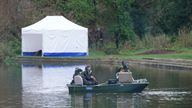 Police search teams on the River Wensum in Wensum Park, Norwich, as police continue the search for Gaynor Lord, 55, who was last seen on Friday afternoon last week after she left work early from Norwich city centre. Her belongings, including clothing, two rings, a mobile phone and glasses, were found scattered in Wensum Park. Her coat was discovered in the River Wensum, which runs through the park. Picture date: Friday December 15, 2023.
