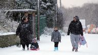 People in the snow in Gateshead
