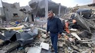 Palestinian Ibrahim Al-Haj Youssef, who lost four of his children and his wife in an Israeli air strike at the Maghazi camp, in the central Gaza Strip