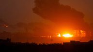 Smoke billows after an Israeli airstrike in Gaza