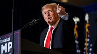 Donald Trump speaks during a "Commit to Caucus" event for his supporters in Coralville, Iowa