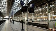 June 3, 2023 General view at Manchester train station, industrial action has resulted in no services from the station Action Images via Reuters/Jason Cairnduff