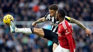 Newcastle United&#39;s Kieran Trippier intercepts the ball during the Premier League match at St. James&#39; Park