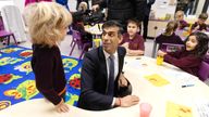 Prime Minister Rishi Sunak speaks to pupils in a year one maths class during a visit to the Wren Academy school in Finchley, north London. Picture date: Thursday December 14, 2023. PA Photo. See PA story POLITICS Sunak. Photo credit should read: Richard Pohle/The Times /PA Wire
