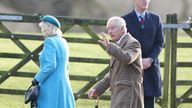 The King and Queen arrive at church in Sandringham on New Year&#39;s Eve