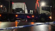 A car was removed from the scene by police