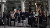 Passengers waiting at the Eurostar terminal in St Pancras station in London