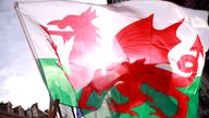General view of a Welsh flag before the Guinness Six Nations match at the Principality Stadium, Cardiff. Pic: 22 Feb 2020