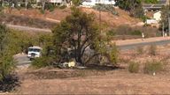 The wreckage found less than a mile from the airport. Pic: NBC Los Angeles